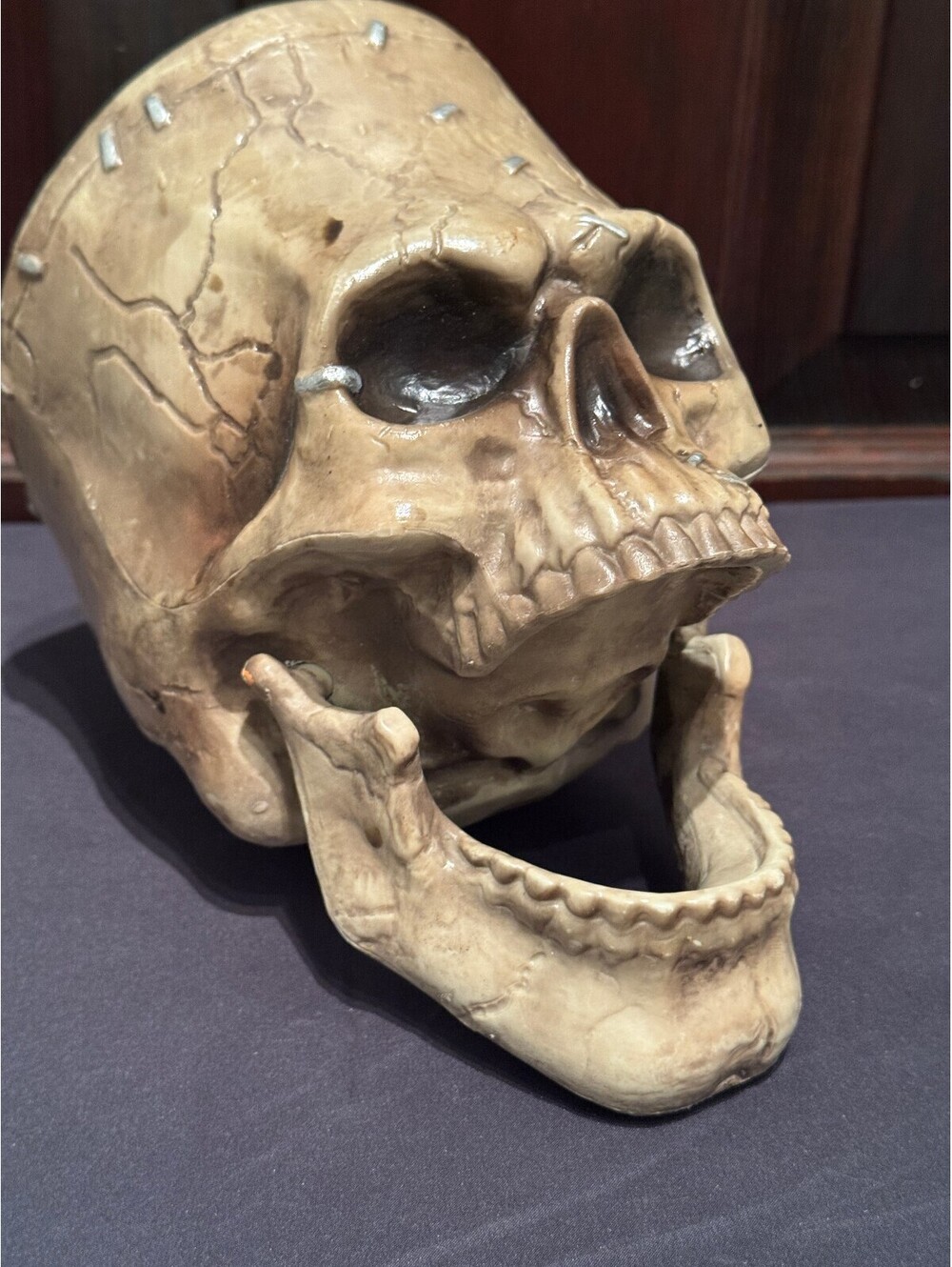 Frankenstein Skull Decoration with Hinged Jaw 7'' Tall - Picture 6 of 6